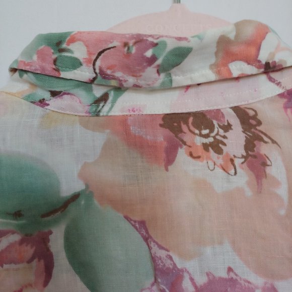 Ralph Lauren watercolor pastel floral button down 100% linen shirt size L - Picture 11 of 14